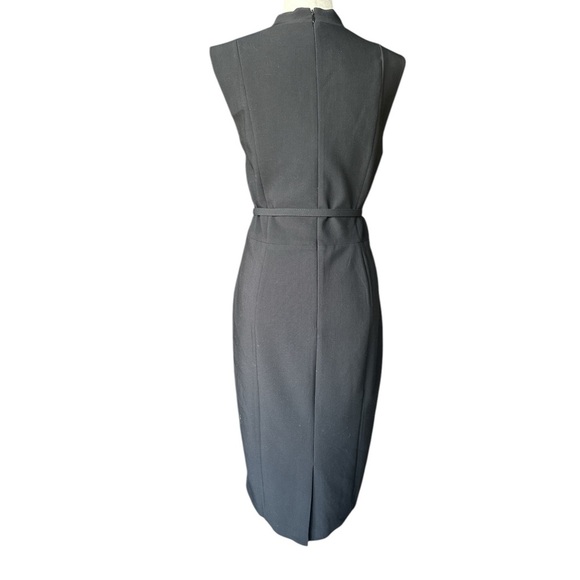WHBM White House Black Market Black Fitted Pencil Belted Sheath Dress 12 NWOT - Picture 5 of 12